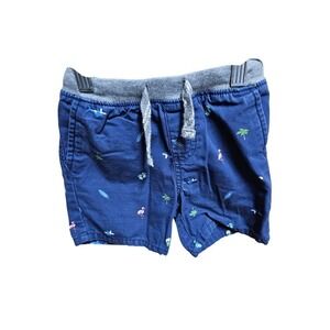 Carters Boys Shorts 24 Months Blue‎ Tropical Print Drawstring Elastic Waist